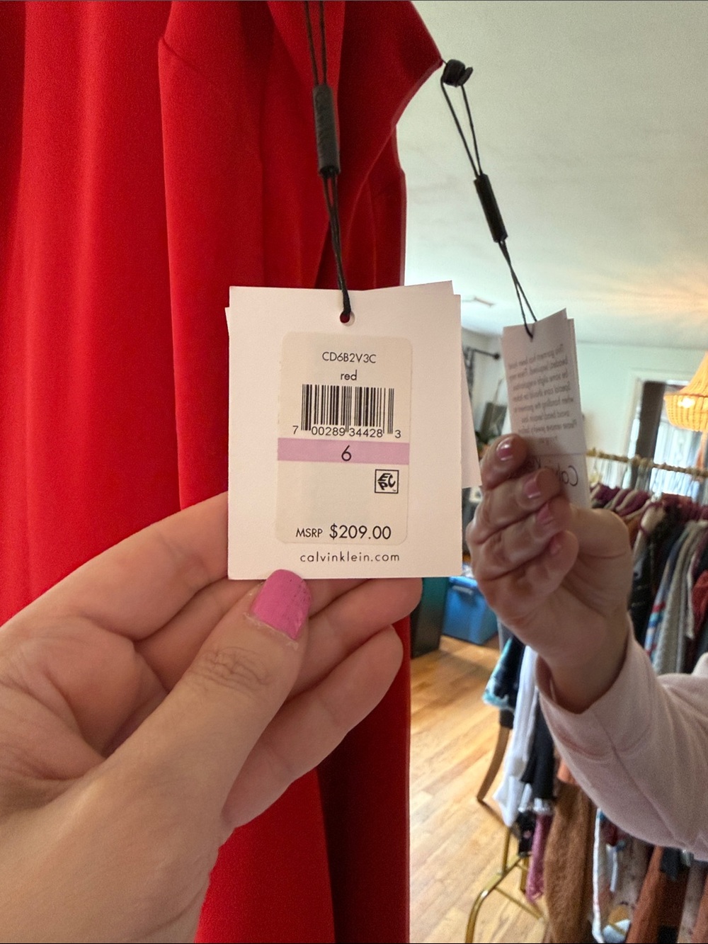 Calvin Klein Red Halter Maxi Dress with Beaded Neckline - Picture 7 of 12
